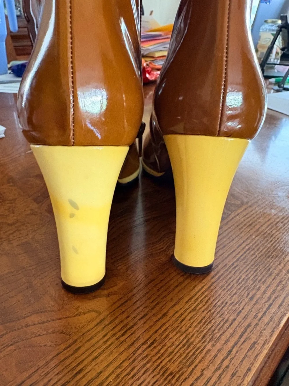 Via Spiga: Designer booties.  Carmel color with pale yellow heels! - Picture 14 of 15